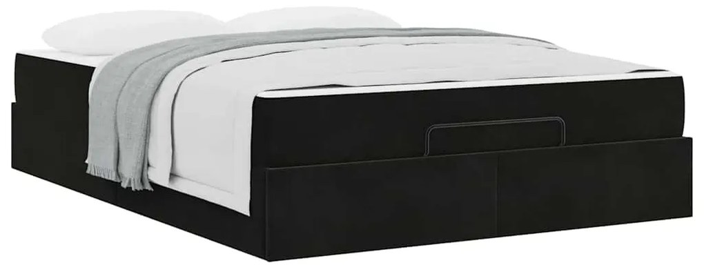 vidaXL Σκελετός Κρεβατιού με αποθήκευση Μαύρο 140 x 200 cm Βελούδο