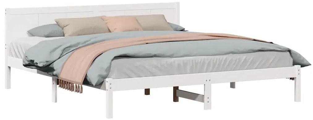 vidaXL Σκελετός Κρεβατιού Λευκό 200 x 200 cm Μασίφ ξύλο πεύκου