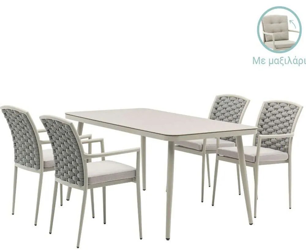 Τραπεζαρία Ecco-Moritz (Σετ 5τμχ) 216-000020 160x90x75cm Anthracite-Beige 4 Θέσεων