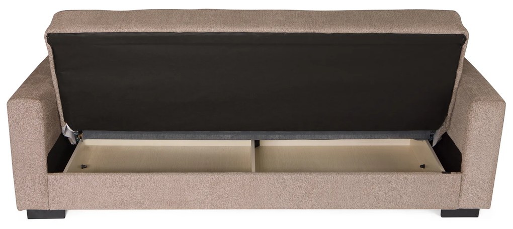 Καναπές-κρεβάτι Ferren με αποθηκευτικό χώρο τριθέσιος βαρέως τύπου μπεζ-καφέ ύφασμα 223x85x97