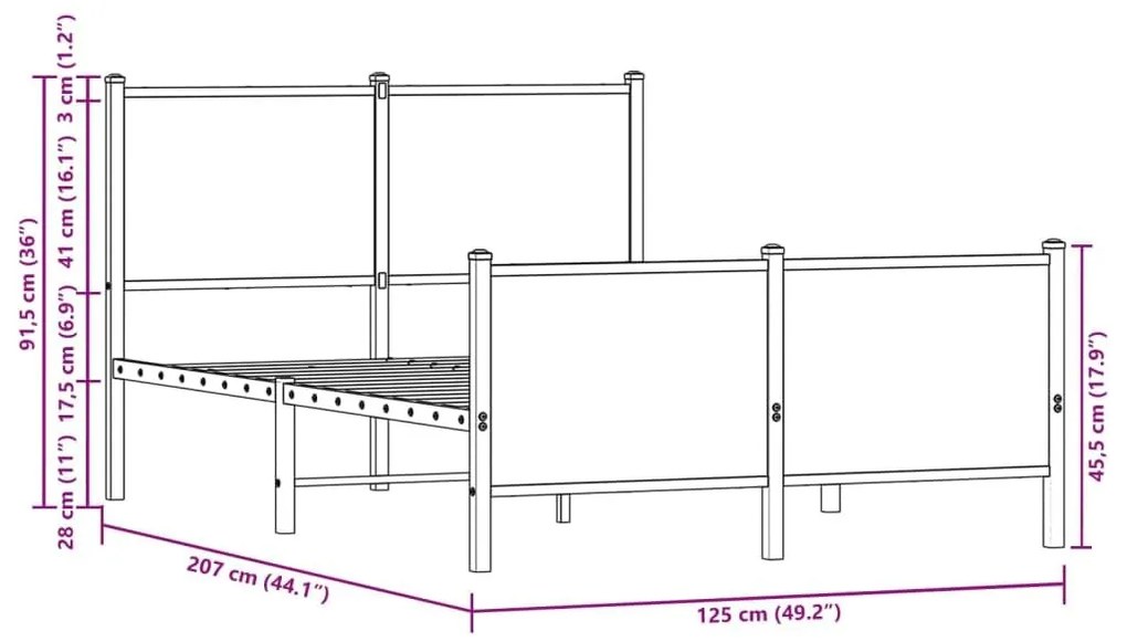 Μεταλλικό πλαίσιο κρεβατιού χωρίς στρώμα καφέ δρυς 120x200 cm - Καφέ