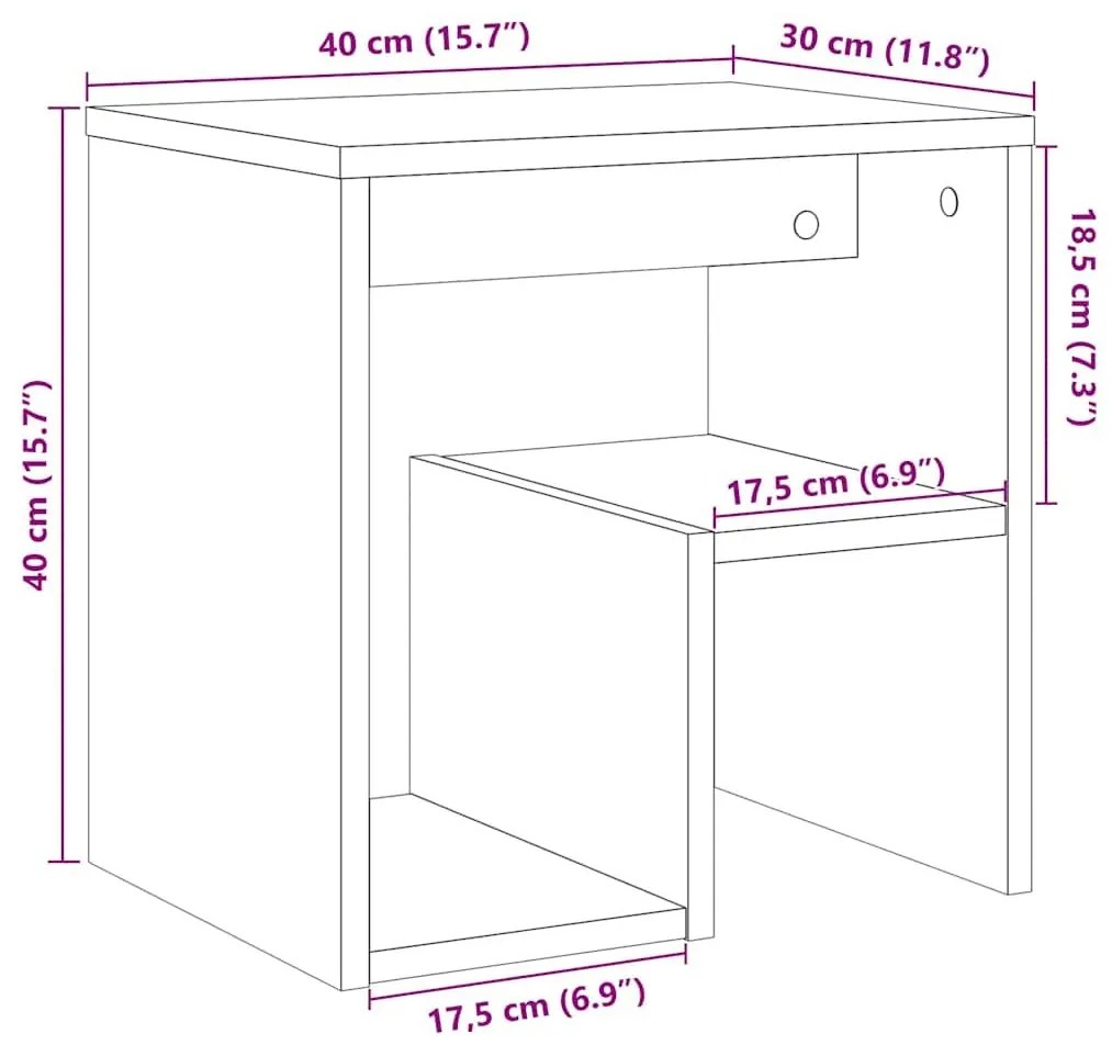 Κομοδίνα 2 τεμ. Τεχνίτης Δρυς 40x30x40 εκ. από Επεξεργ. Ξύλο - Καφέ