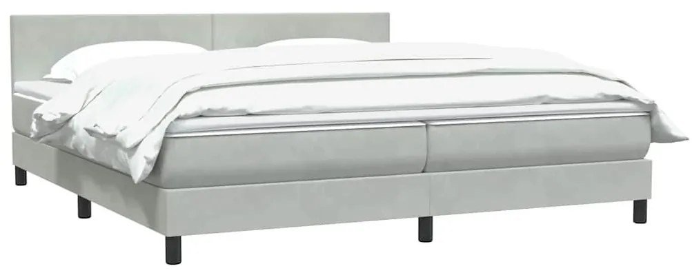 Box Spring κρεβάτι με στρώμα ανοιχτό γκρι 200x220 εκ. Βελούδινο - Γκρι