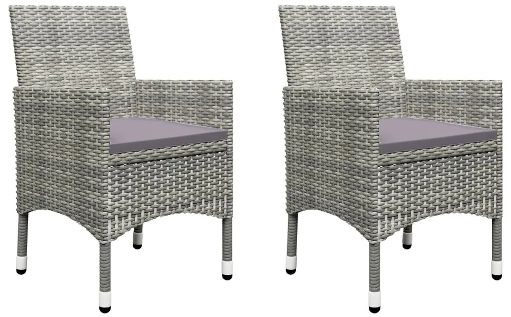 vidaXL Σετ Επίπλων Bistro Κήπου 3 τεμ. Γκρι Συνθ. Ρατάν/Ψημένο Γυαλί