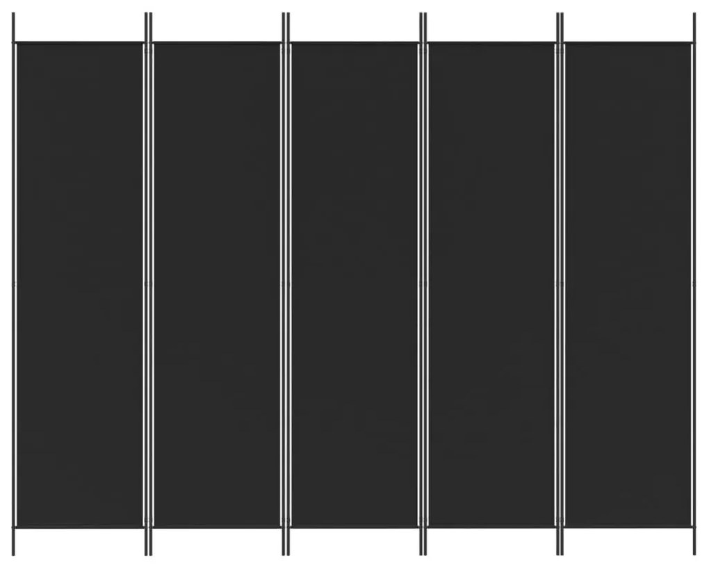 Διαχωριστικό Δωματίου με 5 Πάνελ Μαύρο 250x200 εκ. από Ύφασμα - Μαύρο