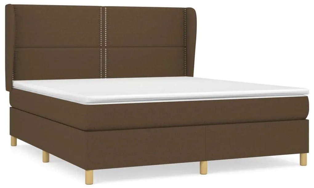 Κρεβάτι Boxspring με Στρώμα Σκούρο Καφέ 180x200 εκ Υφασμάτινο - Καφέ