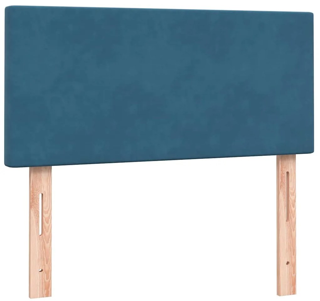 vidaXL Κρεβάτι Boxspring με Στρώμα Σκούρο Μπλε 80x220 εκ. Βελούδινο