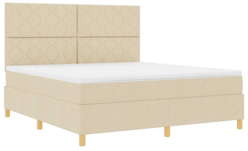 vidaXL Κρεβάτι με ελατήρια με στρώμα Κρεμ 180 x 200 cm ύφασμα