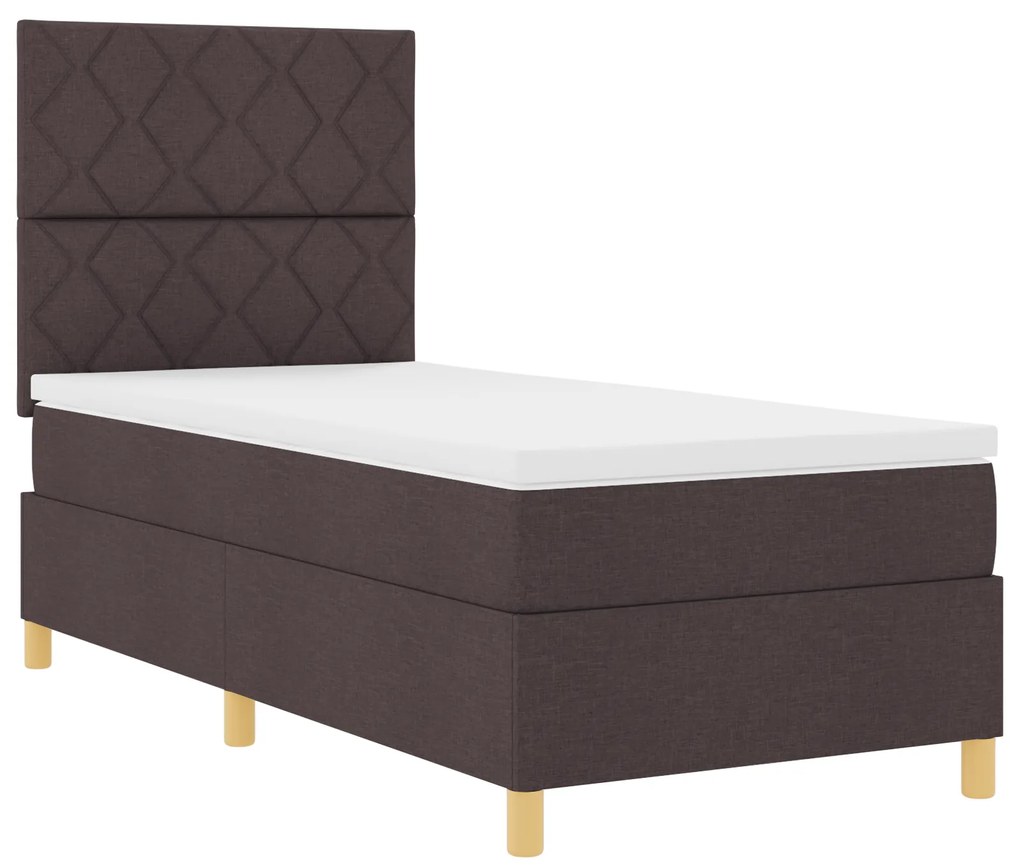 vidaXL Κρεβάτι Box Spring με Στρώμα Καφέ 90x200 εκ Ύφασμα