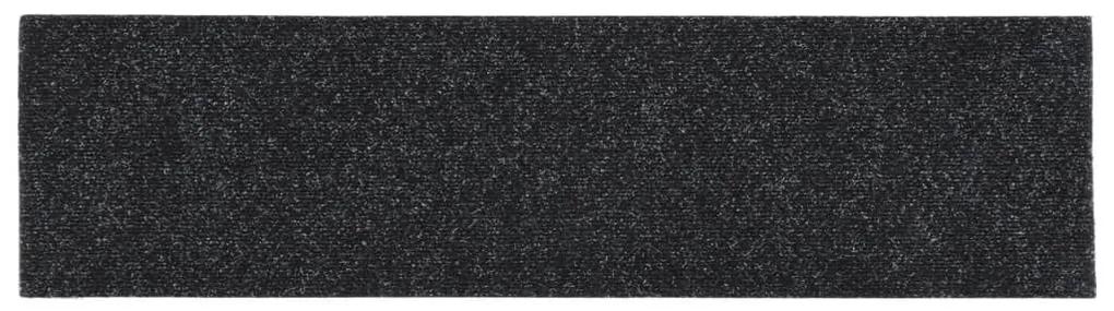 Πατάκια Σκάλας Αυτοκόλλητα Ορθογώνια 15 τεμ. Μαύρα 76 x 20 εκ. - Μαύρο