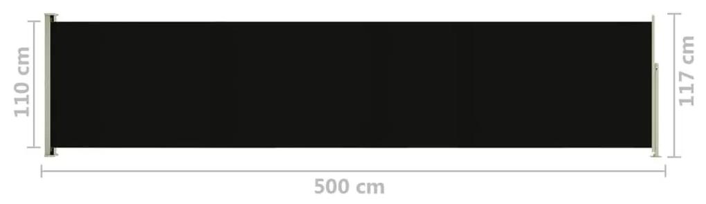 Σκίαστρο Πλαϊνό Συρόμενο Βεράντας Μαύρο 117 x 500 εκ. - Μαύρο