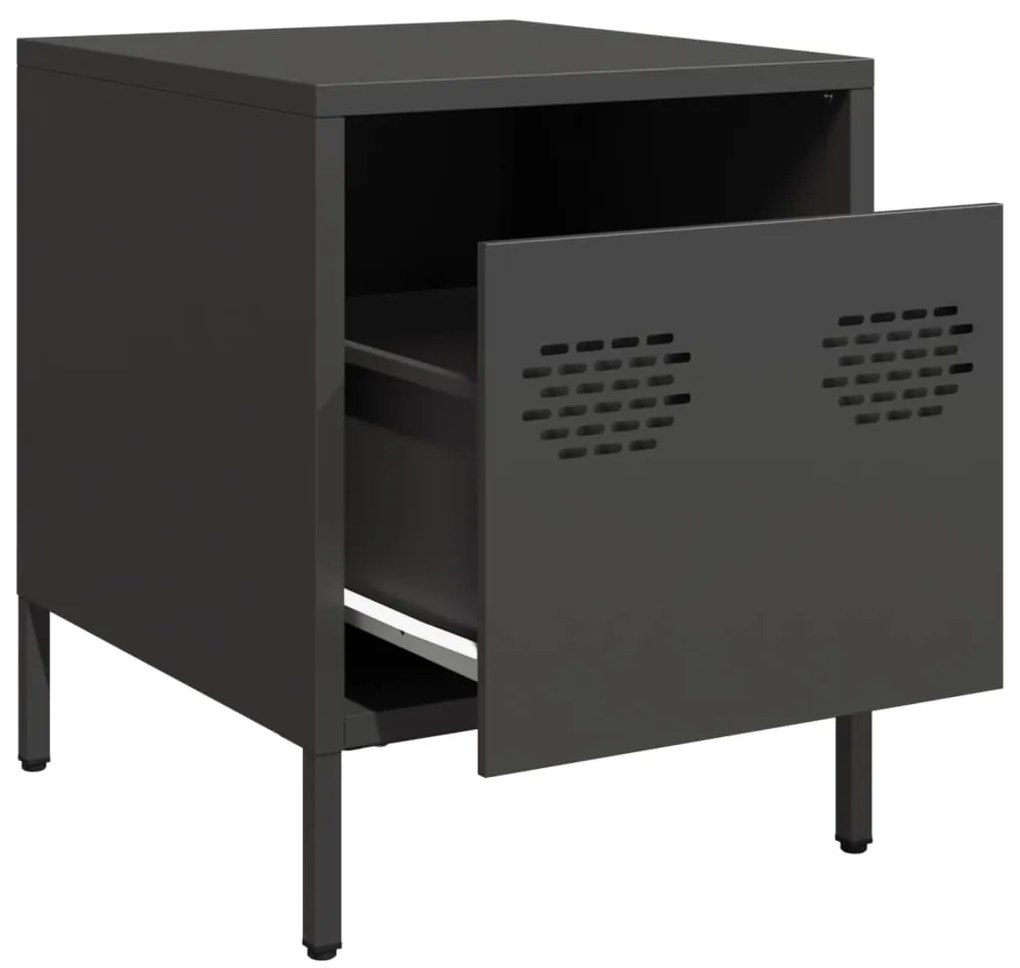 vidaXL Κομοδίνα 2 τεμ. Μαύρο 35x39x43,5 εκ. από Χάλυβα