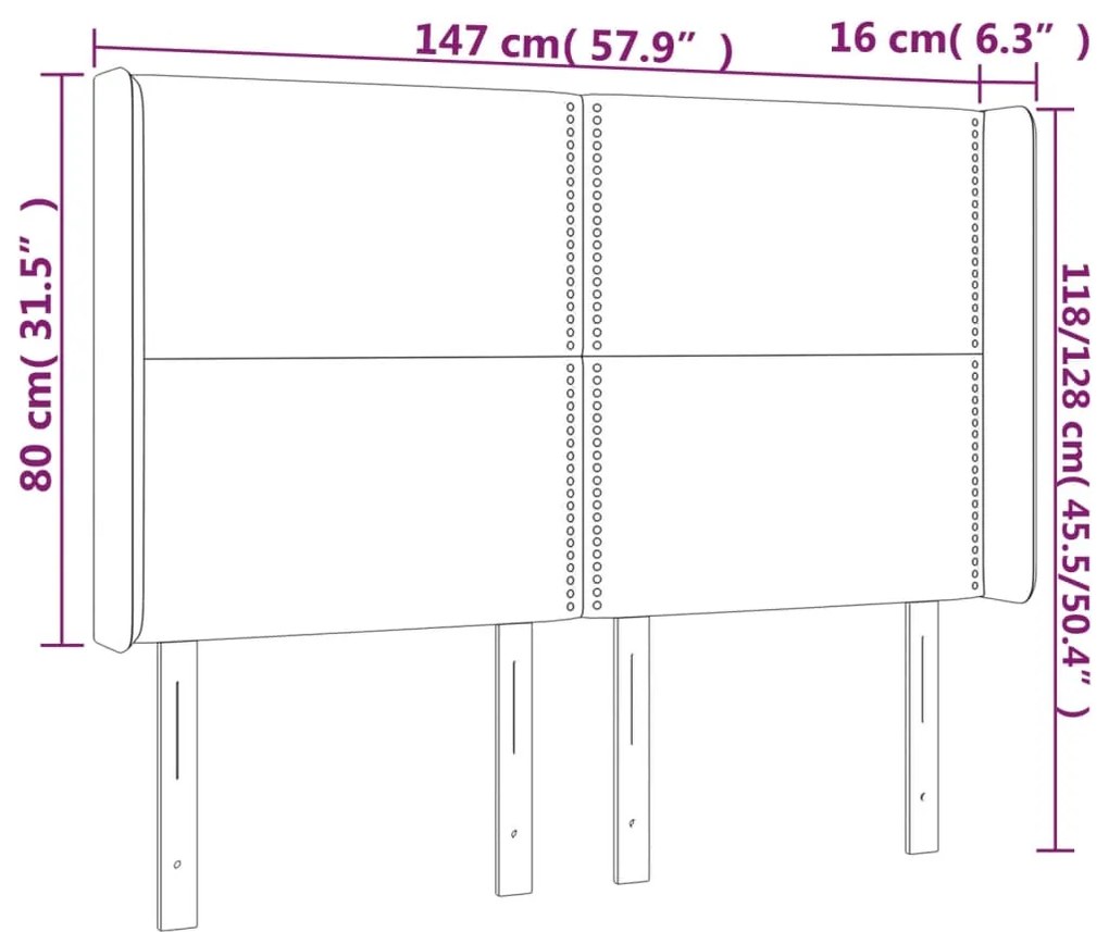 vidaXL Κεφαλάρι Κρεβατιού LED Λευκό 147x16x118/128 εκ. Συνθετ. Δέρμα