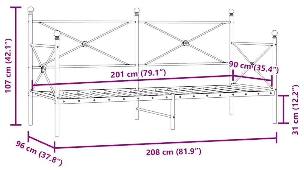 ΚΡΕΒΑΤΙ ΗΜΕΡΑΣ ΧΩΡΙΣ ΣΤΡΩΜΑ ΛΕΥΚΟ 90X200 CM ΑΤΣΑΛΙ 4104682