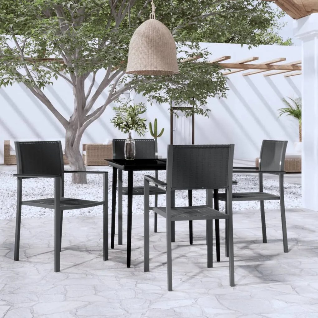 vidaXL Σετ Τραπεζαρίας Κήπου 5 Τεμαχίων Μαύρο