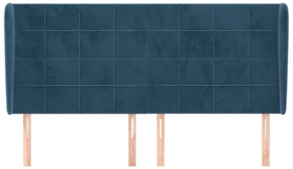 vidaXL Κεφαλάρι με Πτερύγια Σκούρο Μπλε 163x23x118/128 εκ. Βελούδινο