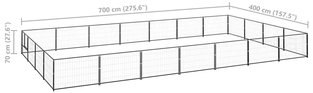 vidaXL Σπιτάκι Σκύλου Μαύρο 28 μ² Ατσάλινο