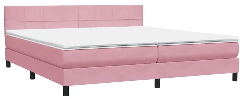 Box Spring κρεβάτι με στρώμα ροζ 200x220 cm Βελούδινο - Ροζ