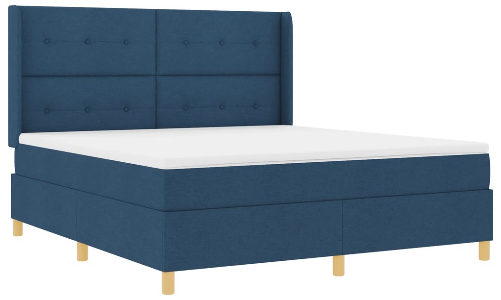vidaXL Κρεβάτι Box Spring με Στρώμα & LED Μπλε 180x200 εκ. Υφασμάτινο
