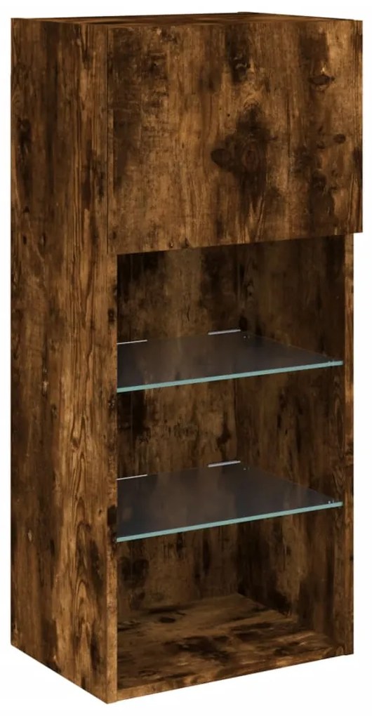 vidaXL Έπιπλο Τηλεόρασης με LED Καπνιστή Δρυς 40,5x30x90 εκ.