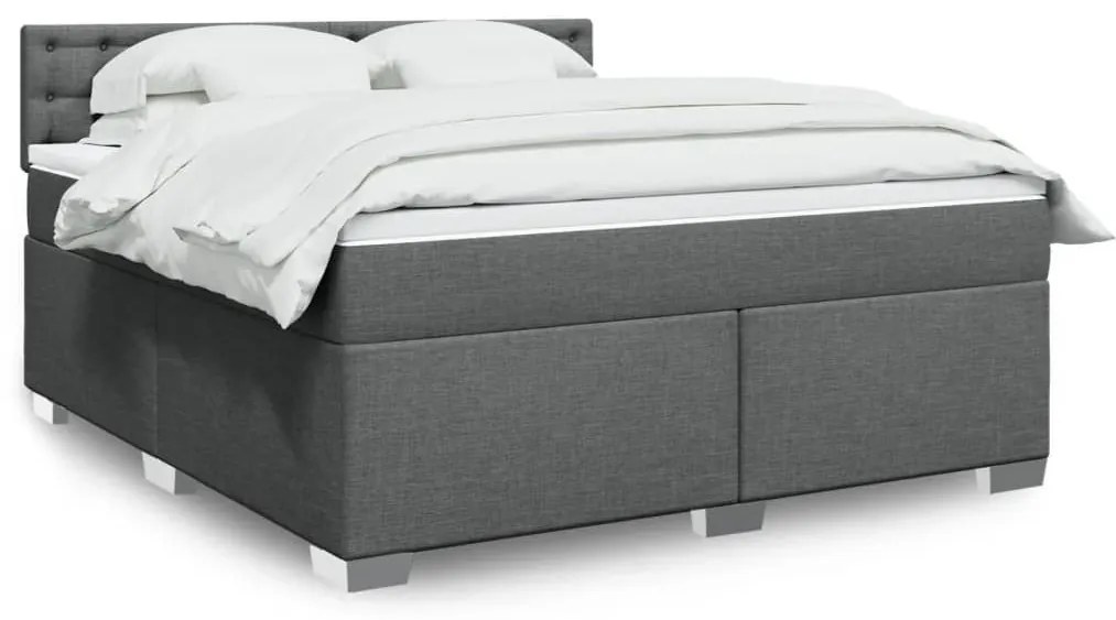 ΚΡΕΒΑΤΙ BOXSPRING ΜΕ ΣΤΡΩΜΑ ΣΚΟΥΡΟ ΓΚΡΙ 180X200 ΕΚ ΥΦΑΣΜΑΤΙΝ 3288282