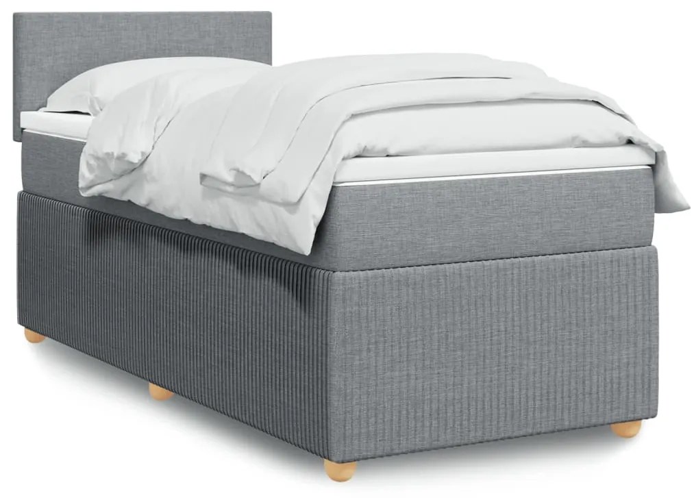 vidaXL Κρεβάτι Boxspring με Στρώμα Ανοιχτό Γκρι 80x200 εκ. Υφασμάτινο