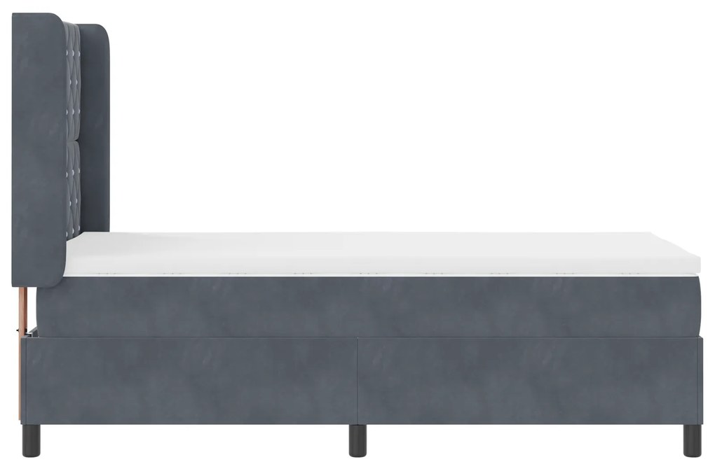 vidaXL Κρεβάτι Box Spring με Στρώμα Σκούρο Γκρι 90x200 εκ Βελούδο