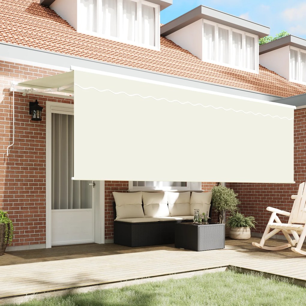 vidaXL Κατενάντα με Ρολό Κρεμ 350 x 200 x 120 εκ Ύφασμα, Μέταλλο