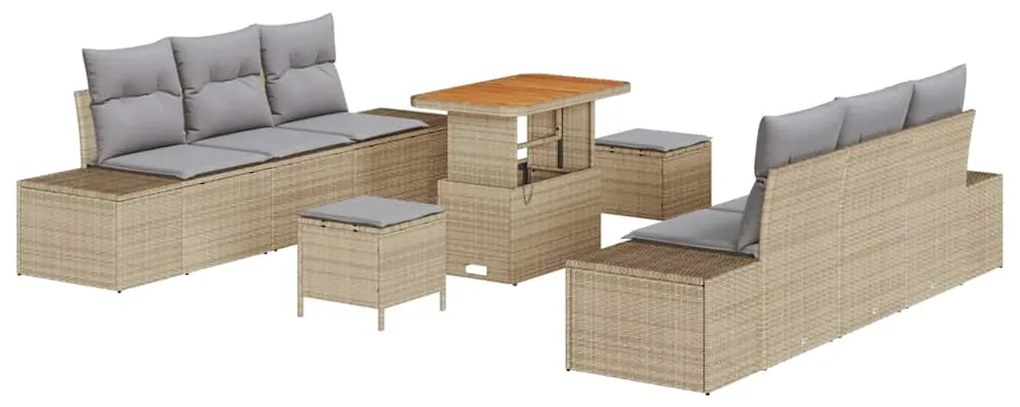 vidaXL Σετ Καναπέ Κήπου 9 pcs Μπεζ, Ανοιχτό Γκρι 90 x 55 x 71 cm