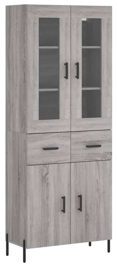 vidaXL Ντουλάπι Γκρι Sonoma 69,5 x 34 x 180 εκ. Επεξεργασμένο Ξύλο