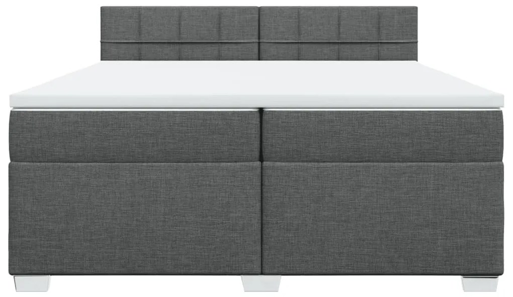 Κρεβάτι Boxspring με Στρώμα Σκούρο Γκρι 200x200 εκ. Υφασμάτινο - Γκρι