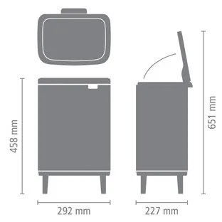 Κάδος απορριμμάτων Brabantia Bo Small Hi 12L, Ομαλό και αθόρυβο άνοιγμα, Csúszásgátló talp, Μαύρο