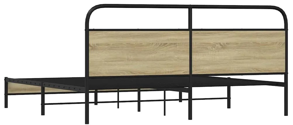 vidaXL Σκελετός Κρεβ. Χωρίς Στρώμα Sonoma Δρυς 200x200 εκ. Μεταλλικό