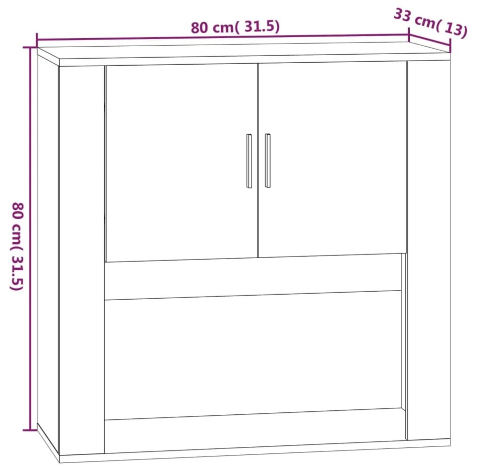 Ντουλάπι Τοίχου Καπνιστή Δρυς 80x33x80 εκ. Επεξεργασμένο Ξύλο - Καφέ