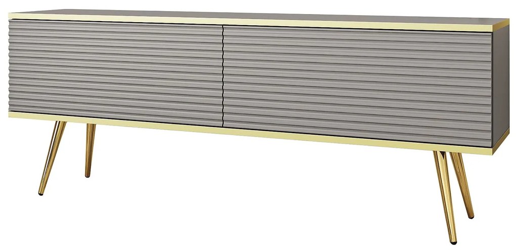 Έπιπλο τηλεόρασης ORO_MDF γκρι + χρυσό 135x53x32cm