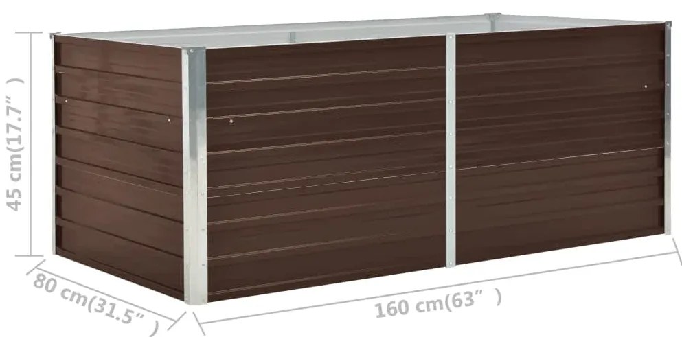 vidaXL Ζαρντινιέρα Ψηλή Καφέ 160 x 80 x 45 εκ. Γαλβανισμένος Χάλυβας