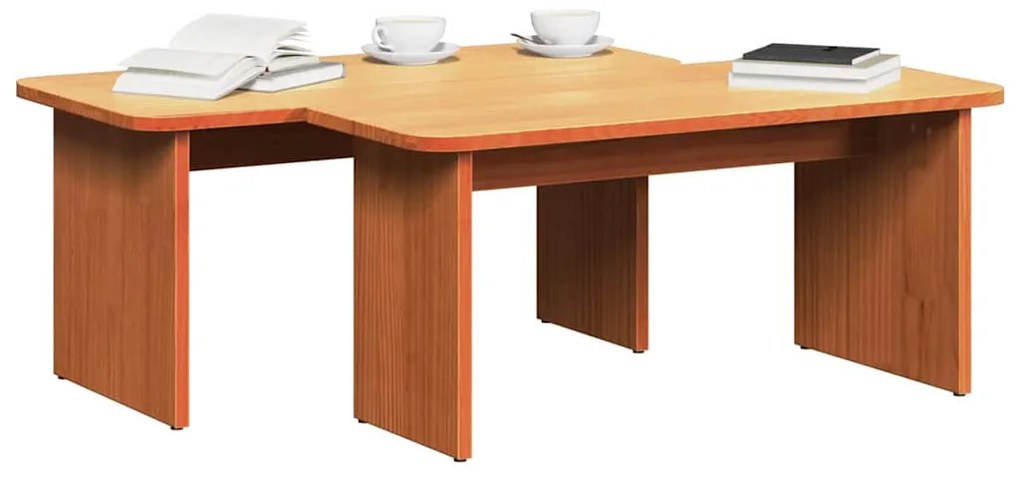 vidaXL Τραπεζάκι σαλονιού 2 pcs Κερωτό καφέ Μασίφ ξύλο πεύκου