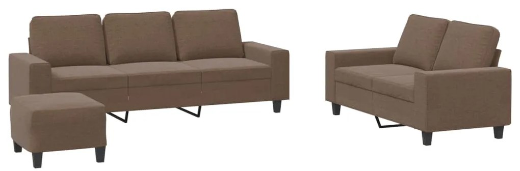 vidaXL Σετ Σαλονιού 3 Τεμαχίων Καφέ από Ύφασμα Μικροϊνών