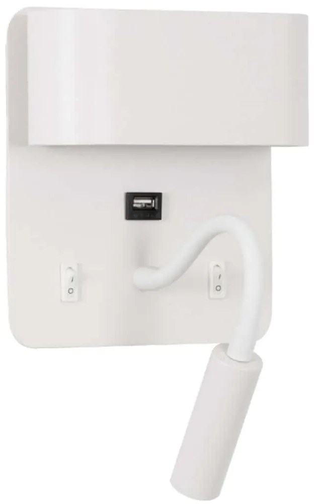 Φωτιστικό Τοίχου - Απλίκα Με Φορτιστή Usb Ibis 61368 10x6,1x18cm Led 1100lm 10W 4500K White GloboStar
