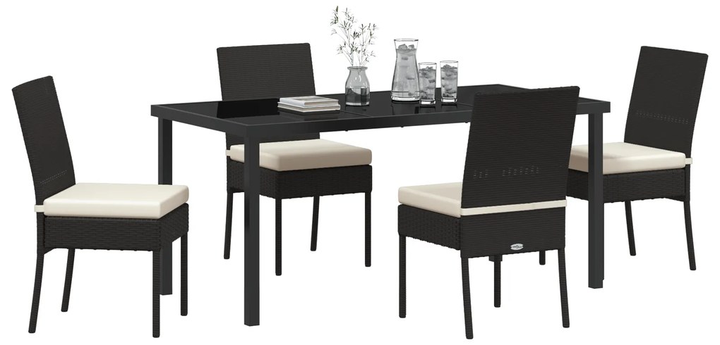 vidaXL Σετ Garden Dining 5 Τεμαχίων Μαύρο Πολυ Ρατάν