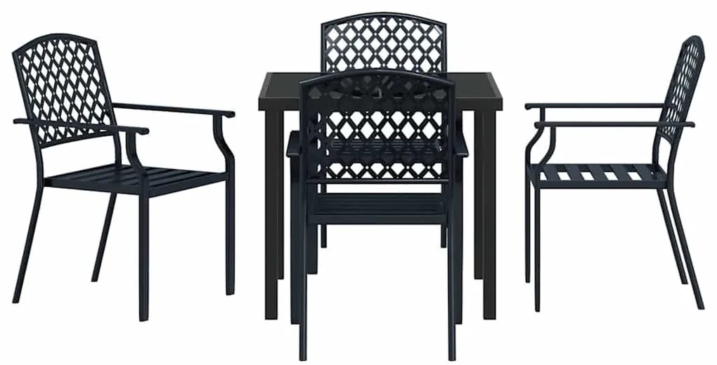 vidaXL Σέτ φαγητού για κήπο 5 pcs Ανθρακί Χάλυβας με επίστρωση πούδρας