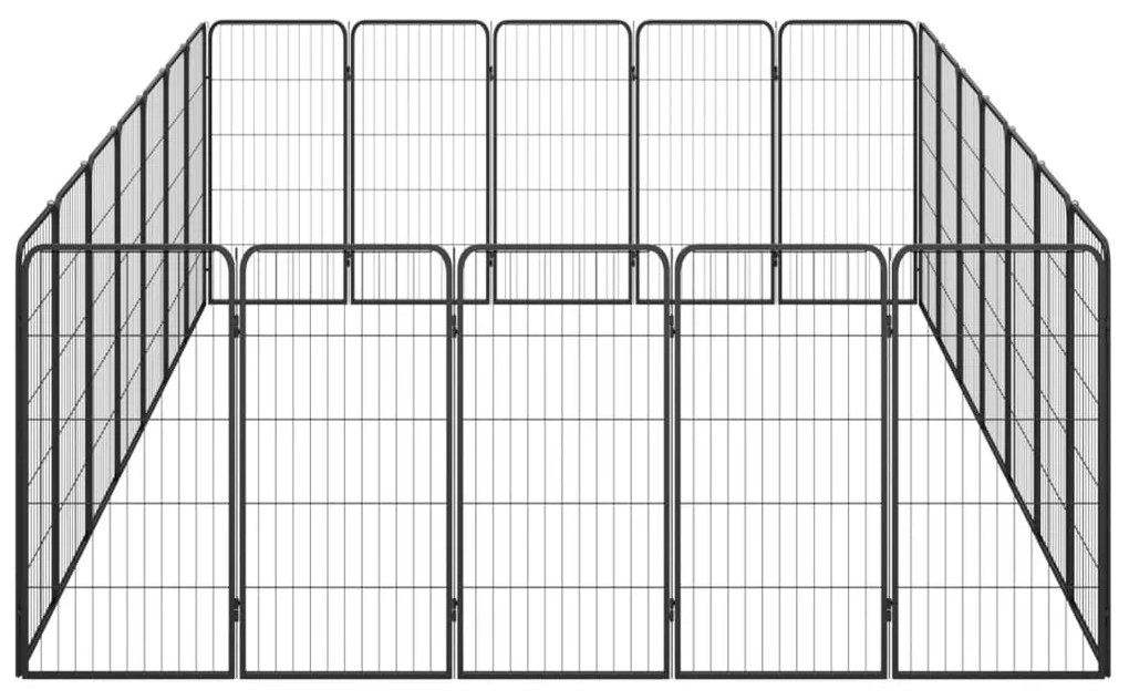 vidaXL Κλουβί Σκύλου 24 Πάνελ Μαύρο 50x100 εκ. Ατσάλι με Βαφή Πούδρας