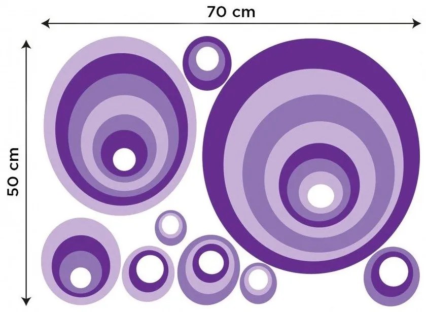 Διακοσμητικά αυτοκόλλητα τοίχου μωβ κύκλοι - 50x70