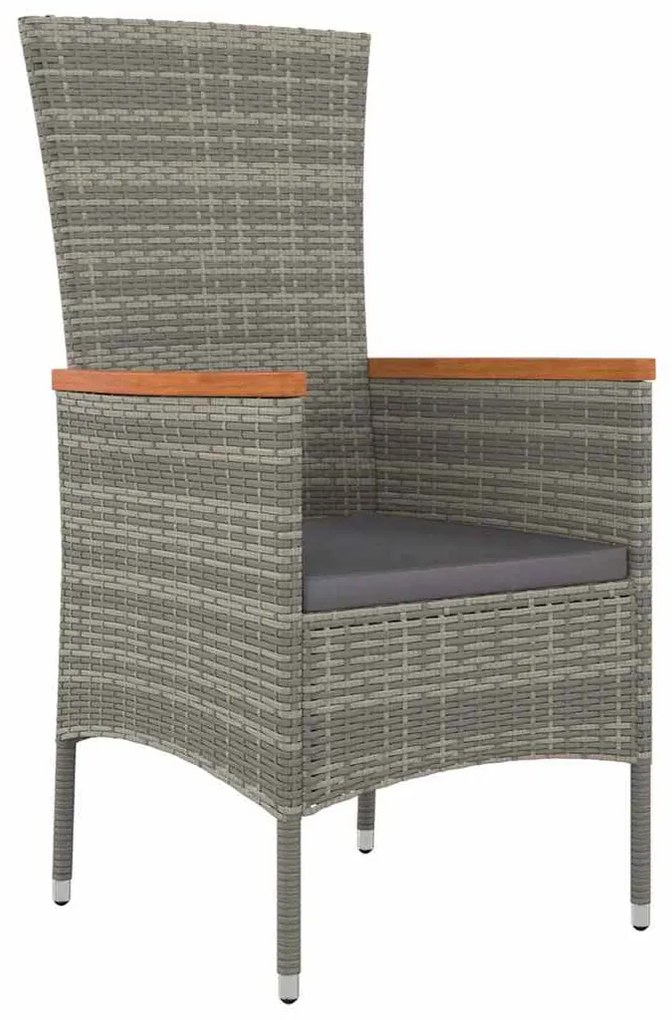 vidaXL Σέτ φαγητού για κήπο 7 pcs Γκρι Χάλυβας με επίστρωση πούδρας