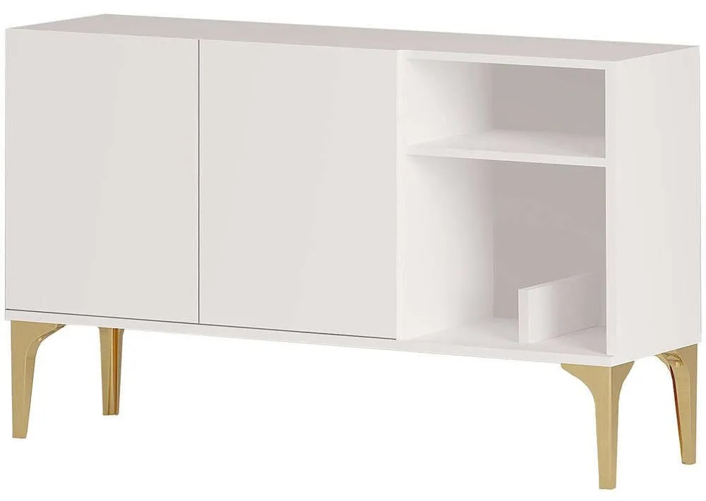Μπουφές Agustina 393MRD1507 120x40x80cm White-Gold Μοριοσανίδα, Μελαμίνη