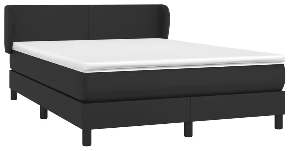 Κρεβάτι Boxspring με Στρώμα Μαύρο 140x190εκ.από Συνθετικό Δέρμα - Μαύρο