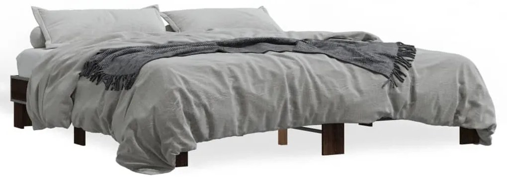 vidaXL Πλαίσιο Κρεβατιού Καφέ Δρυς 180x200 εκ. Επεξ. Ξύλο & Μέταλλο