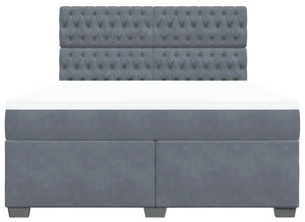 vidaXL Κρεβάτι Boxspring με Στρώμα Σκούρο Γκρι 180x200 εκ. Βελούδινο