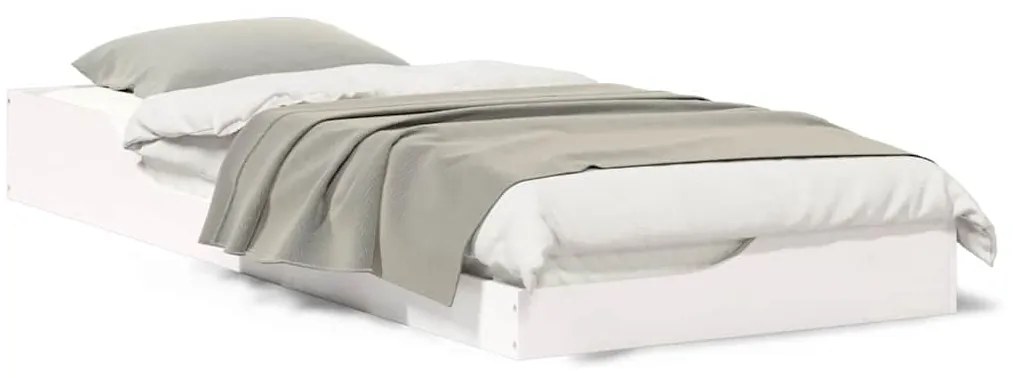 vidaXL Κρεβάτι δαπέδου Λευκό 100 x 220 cm Μασίφ ξύλο πεύκου