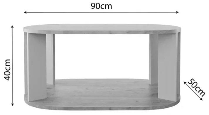 Τραπέζι Solka pakoworld σε oak απόχρωση με ανοιχτό γκρι 90x56x40εκ (1 τεμάχια)